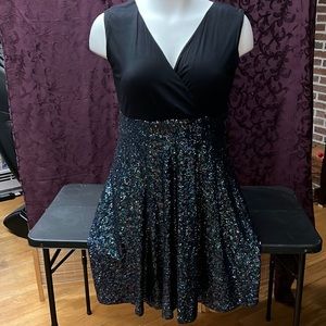 EUC Worn Once! Black Bodice and Multicolor Dark Color Sequin Skirt Dress
